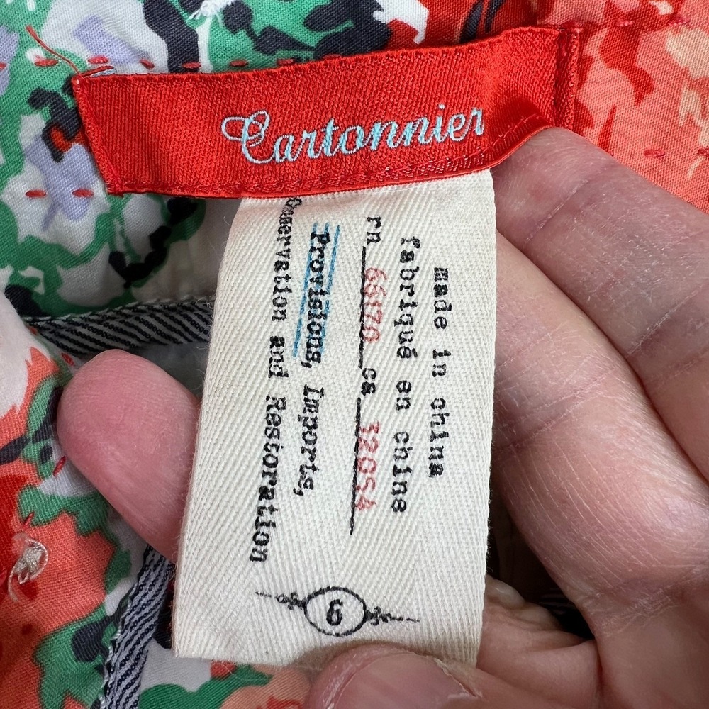 Anthropologie Cartonnier Pants Women's Floral Crop Slacks Sz 6 Bloomcore Cottage - Picture 8 of 10